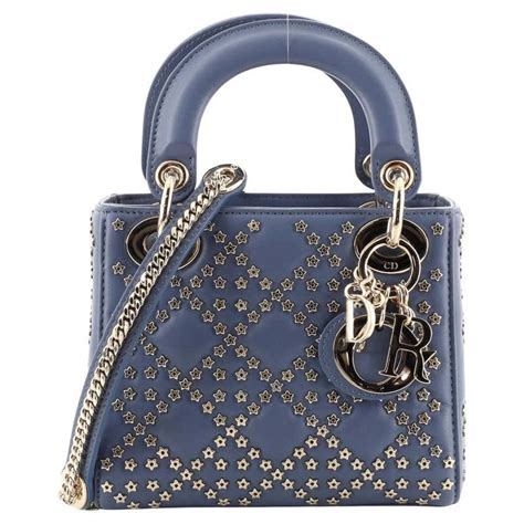 CHRISTIAN DIOR Lambskin Cannage Lady Dior Chain Pouch.